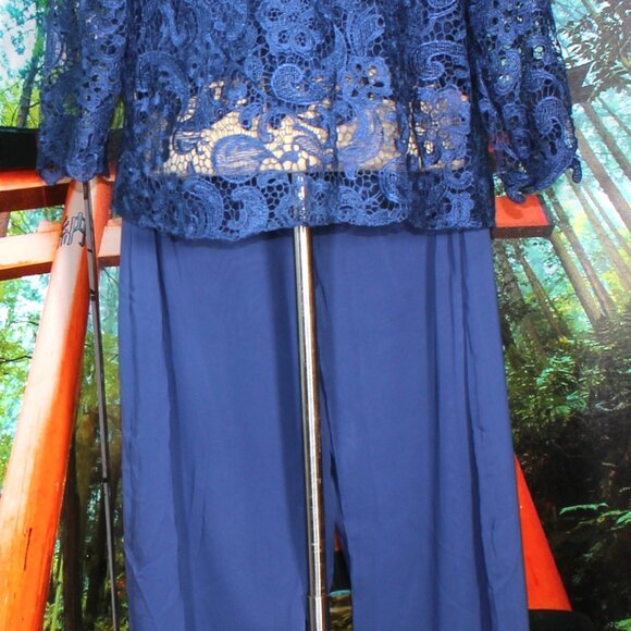 COCKTAIL PALAZZO PANTS SUIT ROYAL BLUE MEDIUM NWT (MOTHER OF BRIDE) - Picture 8 of 8